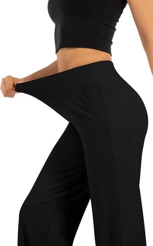 Wide Leg Pants for Women with Pockets Yoga Pants High Waisted Loose Palazzo Casual Lounge Sweatpants Black in Saudi Arabia