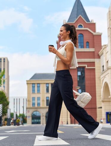 Wide Leg Pants for Women with Pockets Yoga Pants High Waisted Loose Palazzo Casual Lounge Sweatpants Black in Saudi Arabia
