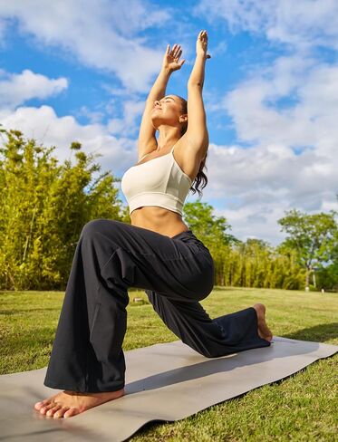 Wide Leg Pants for Women with Pockets Yoga Pants High Waisted Loose Palazzo Casual Lounge Sweatpants Black in Saudi Arabia