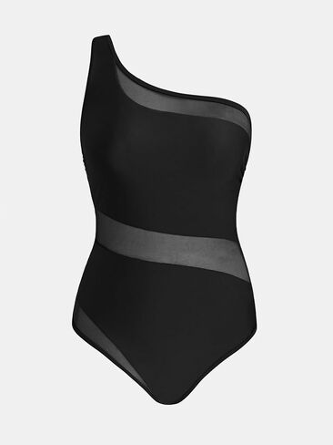 CUPSHE Women's One Piece Swimsuit One Shoulder Asymmetrical Neck Open Panel Bathing Suit Mesh Panel in Saudi Arabia