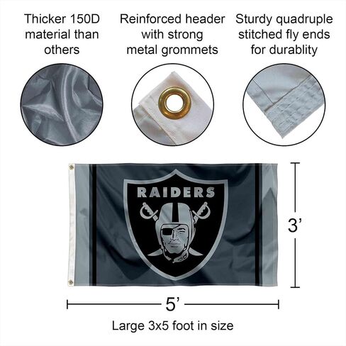 Las Vegas Raiders Blackout Sideline Flag Outdoor Indoor 3x5 Foot Banner in Saudi Arabia