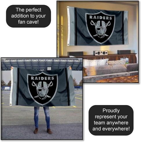 Las Vegas Raiders Blackout Sideline Flag Outdoor Indoor 3x5 Foot Banner in Saudi Arabia