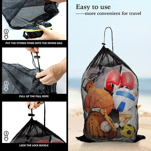 3 Pack Mesh Dive Bag, 17" x 28" Oversized Quick Dry Diving Mesh Bags, Scuba Bag & Snorkel Backpack for Diving, Snorkeling, Sports Equipment, Beach, Pool, Gym in Saudi Arabia
