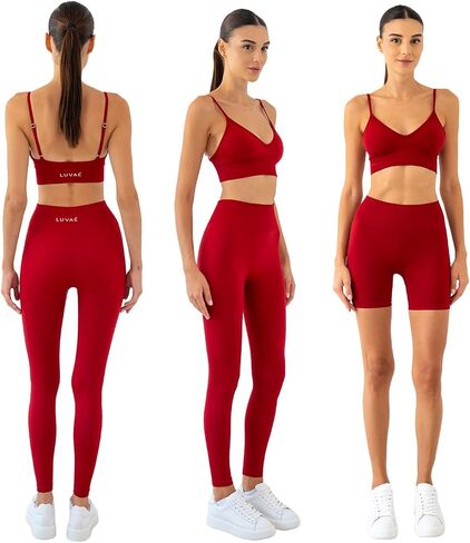 3 Piece Workout Set - Seamless Biker Short, High-Waist Leggings, Activewear Sports Bra Set for Gym Yoga Running Tennis in Saudi Arabia