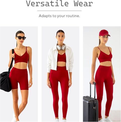 3 Piece Workout Set - Seamless Biker Short, High-Waist Leggings, Activewear Sports Bra Set for Gym Yoga Running Tennis in Saudi Arabia