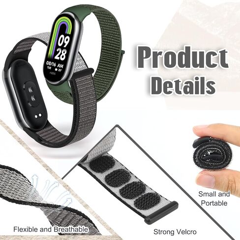 Nylon Sport Band Compatible with Xiaomi Smart Band 10/9/8 for Women Men, Soft Adjustable Breathable Sport Loop Watch Strap Replacement Wristband for Xiaomi Mi Band 10/9/8, 3pcs in Kuwait