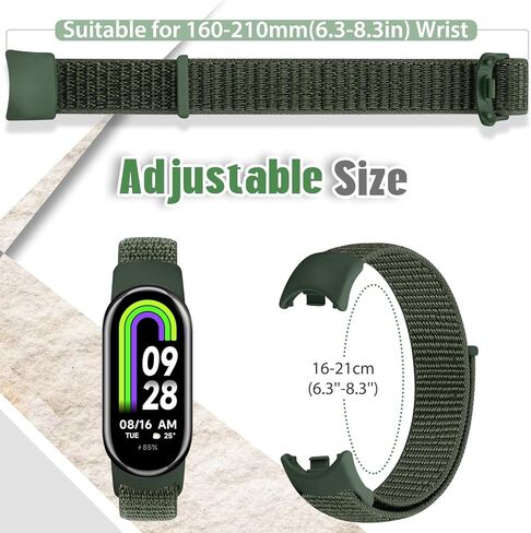 Nylon Sport Band Compatible with Xiaomi Smart Band 10/9/8 for Women Men, Soft Adjustable Breathable Sport Loop Watch Strap Replacement Wristband for Xiaomi Mi Band 10/9/8, 3pcs in Kuwait