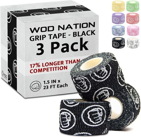 شريط رياضي مرن بمقبض خطافي من WOD Nation - أشرطة سهلة التمزق والإبهام والأصابع لرفع الأثقال ومقاومة للعرق in Kuwait
