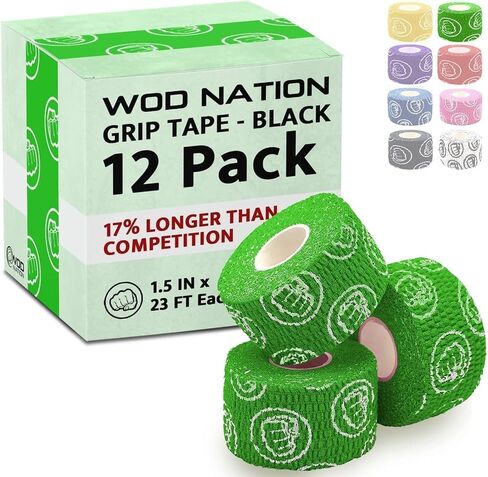 شريط رياضي مرن بمقبض خطافي من WOD Nation - أشرطة سهلة التمزق والإبهام والأصابع لرفع الأثقال ومقاومة للعرق in Kuwait