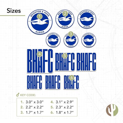 ملصق صبار الصحراء برايتون وهوف ألبيون ملصق نادي كرة القدم BHAFC Seagulls من الفينيل لزجاجة مياه للكمبيوتر المحمول ودفتر قصاصات السيارة الرسمي لجهاز Fan Gear T1 (النوع 1-2) in Saudi Arabia
