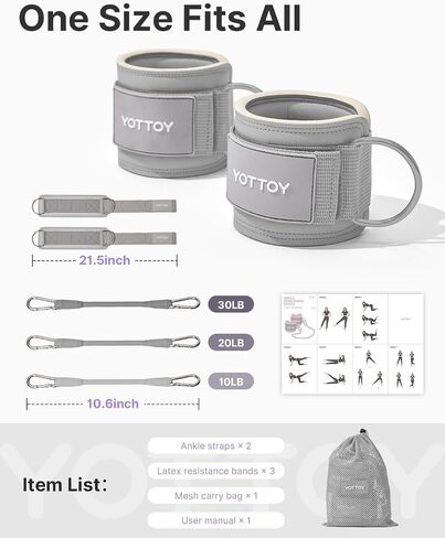 YOTTOY Ankle Resistance Bands with Cuffs, Adjustable Ankle Straps for Leg & Glute Workout, Butt Exercise Bands for Cable Machines Women, Perfect for Hip Fitness & Booty Training in Saudi Arabia