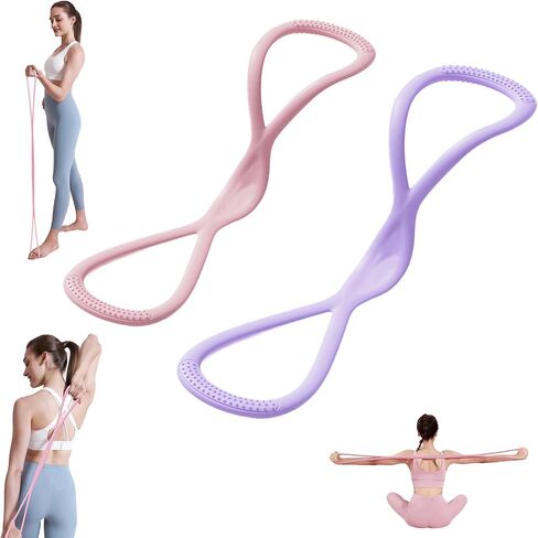 2PC Figure 8 Exercise Bands for Women Men, Victoriousact Resistance Bands, Fullbody Yoga Pulling Rope with Handles for Glutes, Back, Chest Expander Strap in Saudi Arabia