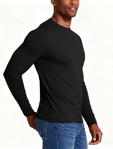 Mens Thermal Long Sleeve Shirt Basic Undershirt Lightweight Pullover Base Layer Underwear Tops in Kuwait