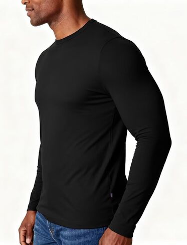Mens Thermal Long Sleeve Shirt Basic Undershirt Lightweight Pullover Base Layer Underwear Tops in Kuwait