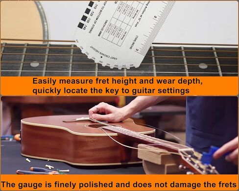 Guitar String Action Gauge Ruler, String Height Gauge, Precision Fret Rocker, Luthier Tool, with Thick Leather Case (CM gauge) in Kuwait