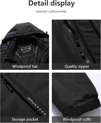 سترة تزلج مقاومة للماء للرجال للشتاء الدافئ مع غطاء للرأس للتزلج على الجليد، معطف ثلج جبلي in Kuwait