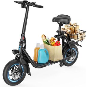 سكوتر كهربائي URBANMAX C1 للبالغين مع مقعد وسلة، نطاق 20 ميلاً، حمولة 265 رطل، سطح عريض مضاد للانزلاق للبقالة أو الحيوانات الأليفة، سكوتر ركاب قابل للطي in Kuwait