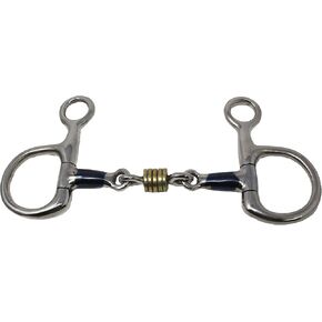 Stainless Steel 3-Piece Dog Bone Snaffle Baucher Bit w/ Copper Rings 35433 in Kuwait