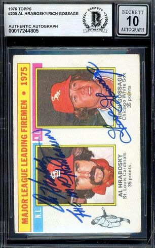 Al Hrabosky Goose Gossage Gem Mint 10 Beckett BAS Signed 1976 Topps 1975 Leaders - Baseball Slabbed Autographed Cards in Saudi Arabia