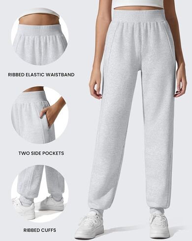 G4Free Flurrylux قطن صوف مبطن للركض للنساء مرونة الخصر فرك Sweatpants مدبب الساق السراويل الترنك in Kuwait