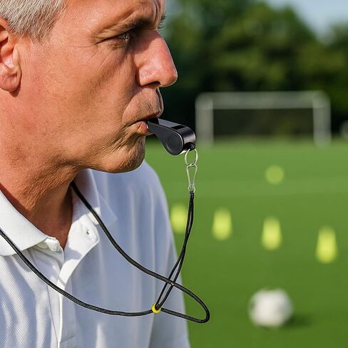 Whistle, 12PCS Black Sports Whistles with Lanyard Heavy-Duty Durable Plastic Whistles 120dB Loud Referee Whistle Loud Crisp Sound Ideal for Coaches Referees Officials Emergencies Outdoor Activities in Saudi Arabia