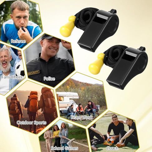 Whistle, 12PCS Black Sports Whistles with Lanyard Heavy-Duty Durable Plastic Whistles 120dB Loud Referee Whistle Loud Crisp Sound Ideal for Coaches Referees Officials Emergencies Outdoor Activities in Saudi Arabia
