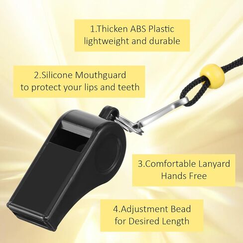 Whistle, 12PCS Black Sports Whistles with Lanyard Heavy-Duty Durable Plastic Whistles 120dB Loud Referee Whistle Loud Crisp Sound Ideal for Coaches Referees Officials Emergencies Outdoor Activities in Saudi Arabia