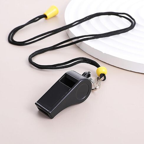 Whistle, 12PCS Black Sports Whistles with Lanyard Heavy-Duty Durable Plastic Whistles 120dB Loud Referee Whistle Loud Crisp Sound Ideal for Coaches Referees Officials Emergencies Outdoor Activities in Saudi Arabia