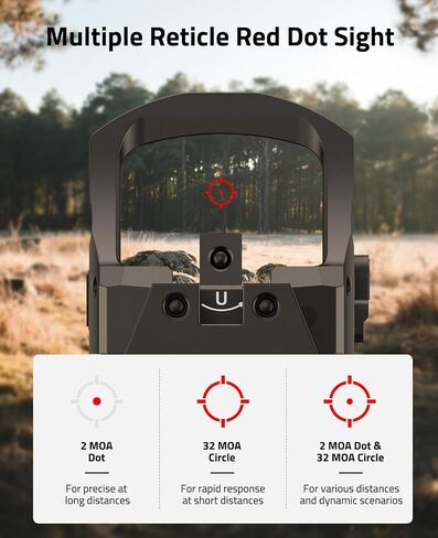 CVLIFE Solar Auto-Brightness Red Dot Sight for RMS RMSc, 2 MOA Dot & 32 MOA Circle Motion Awake Reflex Sight Optics for Compact Pistol, 3000G Shockproof with Adapter for RMR/MOS/Picatinny in Saudi Arabia