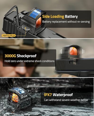 CVLIFE Solar Auto-Brightness Red Dot Sight for RMS RMSc, 2 MOA Dot & 32 MOA Circle Motion Awake Reflex Sight Optics for Compact Pistol, 3000G Shockproof with Adapter for RMR/MOS/Picatinny in Saudi Arabia