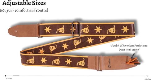 حزام الجيتار Disher Rattlesnake Star Don't Tread on Me (حزام الأمان-نايلون/جلد البقر) (3 ألوان) علم جادسدن، الثورة in Saudi Arabia