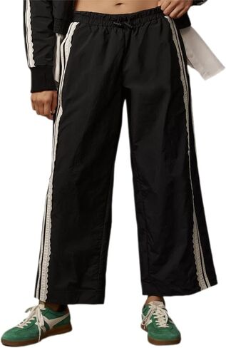 Baggy Track Pants Women Wide Leg Y2K Casual Drawstring Striped Contrast Color Lace Side Workout Pants in Saudi Arabia