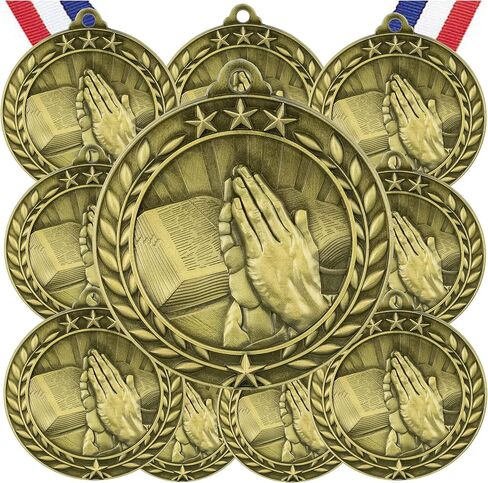 10 Pack Religion Religious Gold Medals Trophy Award with Neck Ribbons WAMG-958 in Saudi Arabia