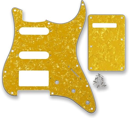مجموعة لوحة خلفية للجيتار مكونة من 11 فتحة HSS Pickguard من BexGears لجزء الجيتار القياسي (4 طبقات من اللؤلؤ الأبيض) in Kuwait