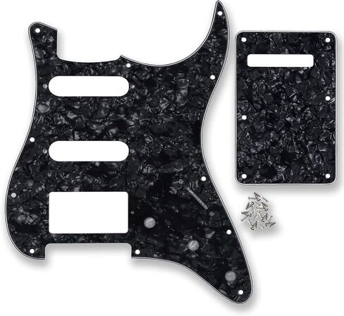 مجموعة لوحة خلفية للجيتار مكونة من 11 فتحة HSS Pickguard من BexGears لجزء الجيتار القياسي (4 طبقات من اللؤلؤ الأبيض) in Kuwait