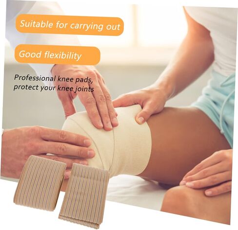 2Rolls Elastic Leg Compression Strap Knee Brace Wraps for Sports Fitness with Sweat Absorption and Injury Support Skin Color for Weightlifting and Outdoor Activities in Saudi Arabia