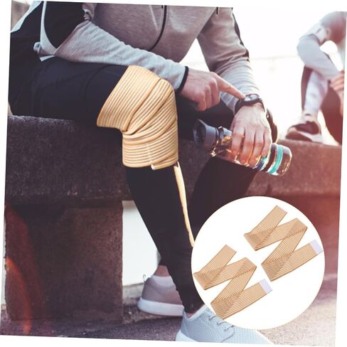 2Rolls Elastic Leg Compression Strap Knee Brace Wraps for Sports Fitness with Sweat Absorption and Injury Support Skin Color for Weightlifting and Outdoor Activities in Saudi Arabia