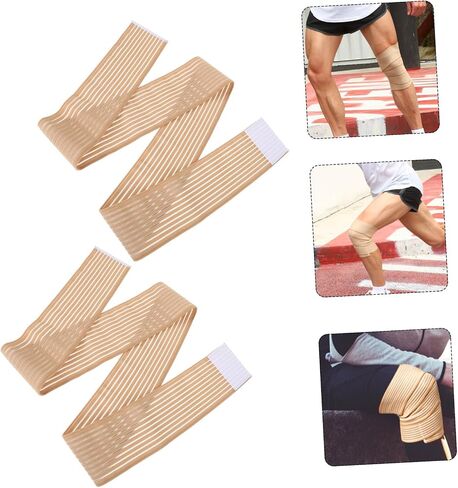 2Rolls Elastic Leg Compression Strap Knee Brace Wraps for Sports Fitness with Sweat Absorption and Injury Support Skin Color for Weightlifting and Outdoor Activities in Saudi Arabia
