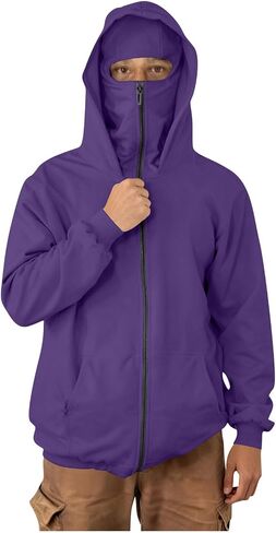 Mens Hoodie with Mask Unisex Balaclava Hoodies Zip Up Sweatshirts Double Layer Hoodies Plus Size Windproof Jackets in Kuwait