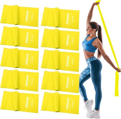 DEEKIN 10 Pcs Resistance Bands Professional Exercise Elastic Bands Latex-Free Yoga Starter Set for Pilates, Physical Therapy, Strength Training, Yoga, Working Out for Women Home Gym in Saudi Arabia