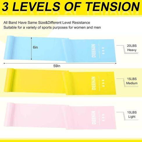 DEEKIN 10 Pcs Resistance Bands Professional Exercise Elastic Bands Latex-Free Yoga Starter Set for Pilates, Physical Therapy, Strength Training, Yoga, Working Out for Women Home Gym in Saudi Arabia