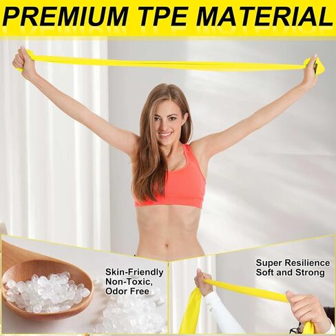 DEEKIN 10 Pcs Resistance Bands Professional Exercise Elastic Bands Latex-Free Yoga Starter Set for Pilates, Physical Therapy, Strength Training, Yoga, Working Out for Women Home Gym in Saudi Arabia