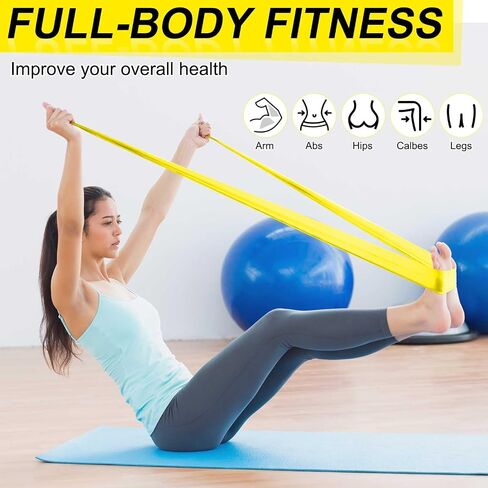 DEEKIN 10 Pcs Resistance Bands Professional Exercise Elastic Bands Latex-Free Yoga Starter Set for Pilates, Physical Therapy, Strength Training, Yoga, Working Out for Women Home Gym in Saudi Arabia