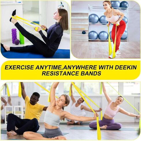 DEEKIN 10 Pcs Resistance Bands Professional Exercise Elastic Bands Latex-Free Yoga Starter Set for Pilates, Physical Therapy, Strength Training, Yoga, Working Out for Women Home Gym in Saudi Arabia