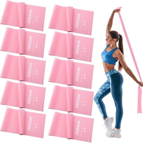 DEEKIN 10 Pcs Resistance Bands Professional Exercise Elastic Bands Latex-Free Yoga Starter Set for Pilates, Physical Therapy, Strength Training, Yoga, Working Out for Women Home Gym in Saudi Arabia