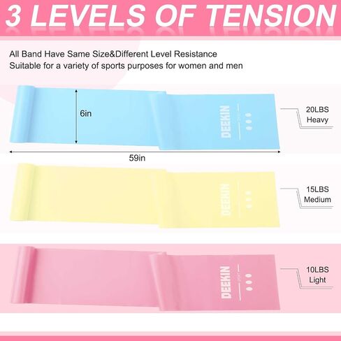 DEEKIN 10 Pcs Resistance Bands Professional Exercise Elastic Bands Latex-Free Yoga Starter Set for Pilates, Physical Therapy, Strength Training, Yoga, Working Out for Women Home Gym in Saudi Arabia