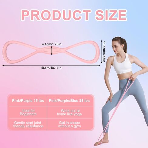 Figure 8 Resistance Band: Resistance Bands with Handles for Working Out - 8 Shaped Resistance Bands for Women - Exercise Bands for Arms - Fullbody Yoga Pulling Rope in Saudi Arabia