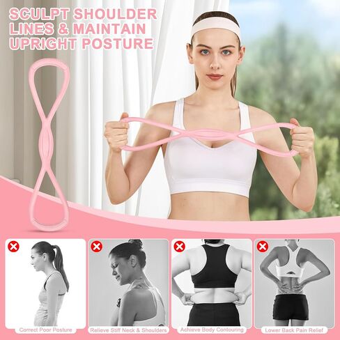 Figure 8 Resistance Band: Resistance Bands with Handles for Working Out - 8 Shaped Resistance Bands for Women - Exercise Bands for Arms - Fullbody Yoga Pulling Rope in Saudi Arabia