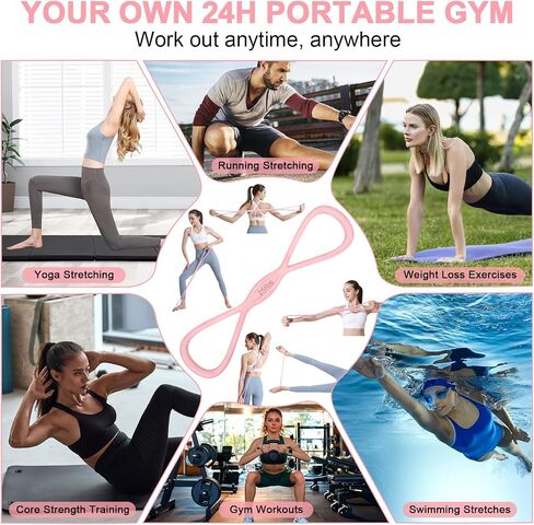 Figure 8 Resistance Band: Resistance Bands with Handles for Working Out - 8 Shaped Resistance Bands for Women - Exercise Bands for Arms - Fullbody Yoga Pulling Rope in Saudi Arabia