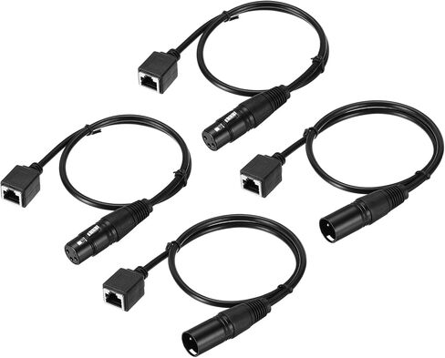كابل محول MECCANIXITY 3 Pin DMX512 XLR إلى RJ45 أنثى، 4 قطع كابل تمديد ميكروفون بطول 1.6 قدم لإضاءة وحدة التحكم في استوديو المسرح in Saudi Arabia
